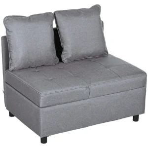 Slaapstoel 3 in 1 uitschuifbare slaapbank met bedfunctie 2 zits sofa met verstelbare rugleuning, zijtas, kussen, wielen, tot 300 kg, voor kleine ruimte donkergrijs 1
