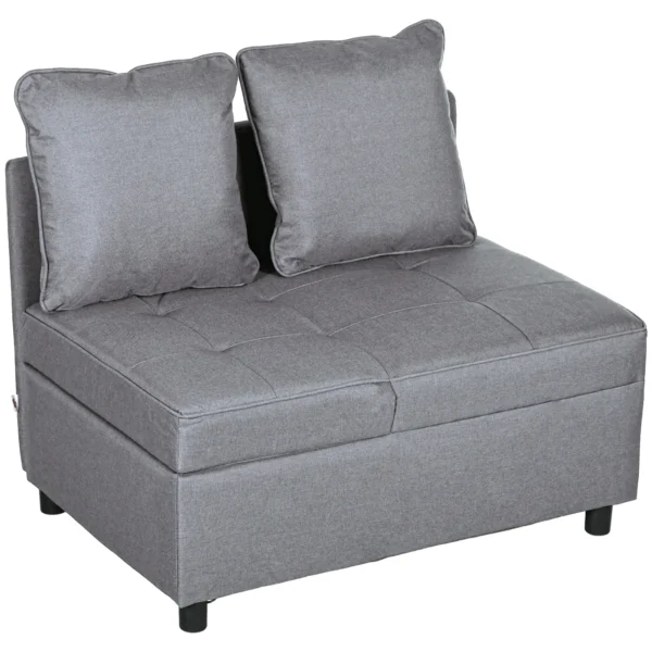 Slaapstoel 3 in 1 uitschuifbare slaapbank met bedfunctie 2 zits sofa met verstelbare rugleuning, zijtas, kussen, wielen, tot 300 kg, voor kleine ruimte donkergrijs 1