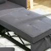 Slaapstoel 3 in 1 uitschuifbare slaapbank met bedfunctie 2 zits sofa met verstelbare rugleuning, zijtas, kussen, wielen, tot 300 kg, voor kleine ruimte donkergrijs 8