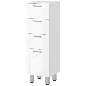 Smalle badkamerkast, toilet kast met verstelbaar plank, 3 laden, badkamerkast voor kleine ruimtes badkamer, woonkamer 30 x 30 x 93 cm wit 1