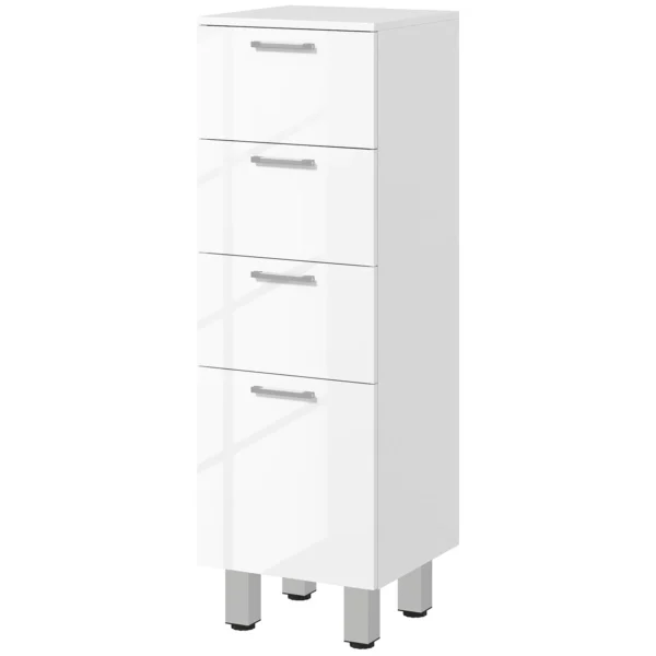 Smalle badkamerkast, toilet kast met verstelbaar plank, 3 laden, badkamerkast voor kleine ruimtes badkamer, woonkamer 30 x 30 x 93 cm wit 1