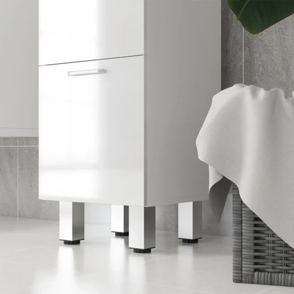 Smalle badkamerkast, toilet kast met verstelbaar plank, 3 laden, badkamerkast voor kleine ruimtes badkamer, woonkamer 30 x 30 x 93 cm wit 10
