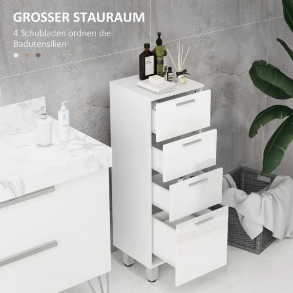 Smalle badkamerkast, toilet kast met verstelbaar plank, 3 laden, badkamerkast voor kleine ruimtes badkamer, woonkamer 30 x 30 x 93 cm wit 5