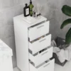 Smalle badkamerkast, toilet kast met verstelbaar plank, 3 laden, badkamerkast voor kleine ruimtes badkamer, woonkamer 30 x 30 x 93 cm wit 9