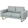 Sofa 2 zits bank met armleuning dubbelsofa modern gestoffeerde bank met linnenlook, kussens voor slaapkamer woonkamer, 145 x 82 x 78 cm, lichtgrijs 1