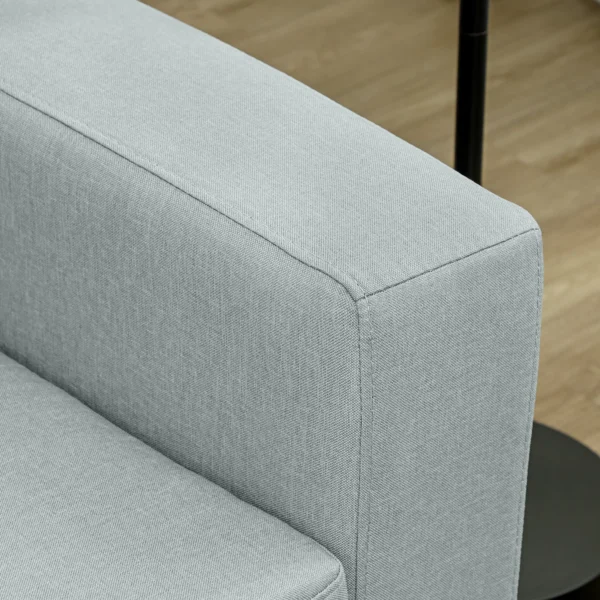Sofa 2 zits bank met armleuning dubbelsofa modern gestoffeerde bank met linnenlook, kussens voor slaapkamer woonkamer, 145 x 82 x 78 cm, lichtgrijs 10