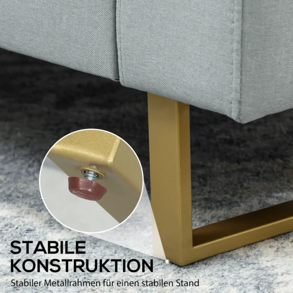 Sofa 2 zits bank met armleuning dubbelsofa modern gestoffeerde bank met linnenlook, kussens voor slaapkamer woonkamer, 145 x 82 x 78 cm, lichtgrijs 5