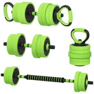 Sportnow 4 in 1 halterset 20 kg verstelbare dumbbell & barbell kettlebell push up handvatten professioneel krachttraining en gewichtheffen voor thuis fitness 1