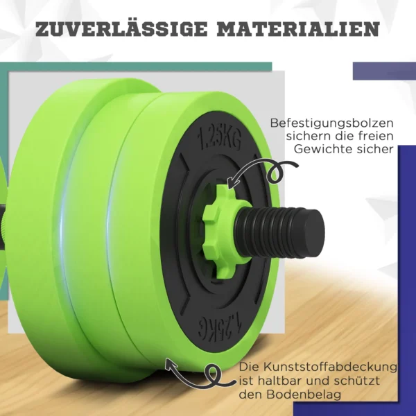 Sportnow 4 in 1 halterset 20 kg verstelbare dumbbell & barbell kettlebell push up handvatten professioneel krachttraining en gewichtheffen voor thuis fitness 8