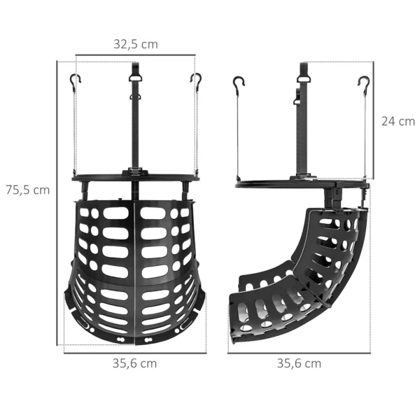 Sportnow basketbal rebounder, 360° draaibaar basketbal terugloopopzetstuk, basketbal terughalingssysteem voor basketbal schietoefeningen, met terugslag helling, indoor outdoor, zwart 4