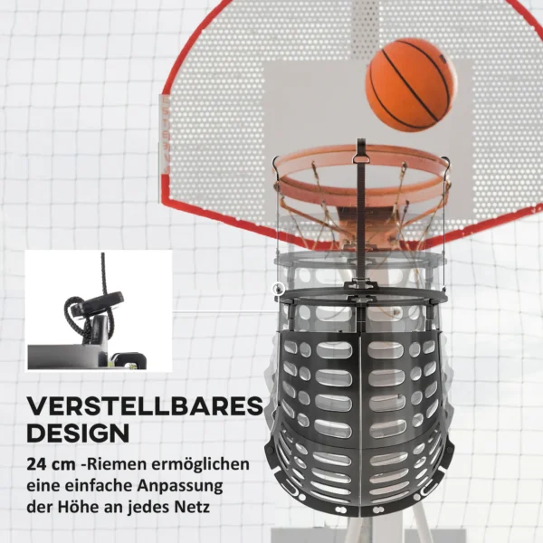 Sportnow basketbal rebounder, 360° draaibaar basketbal terugloopopzetstuk, basketbal terughalingssysteem voor basketbal schietoefeningen, met terugslag helling, indoor outdoor, zwart 6
