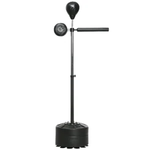 Sportnow bokszak, boksstandaard met punchingbal, reflexstang, 1,63 2,05 m in hoogte verstelbare standboksbal met pratze, standbokstrainer voor boksen, hdpe, kunstleer 1