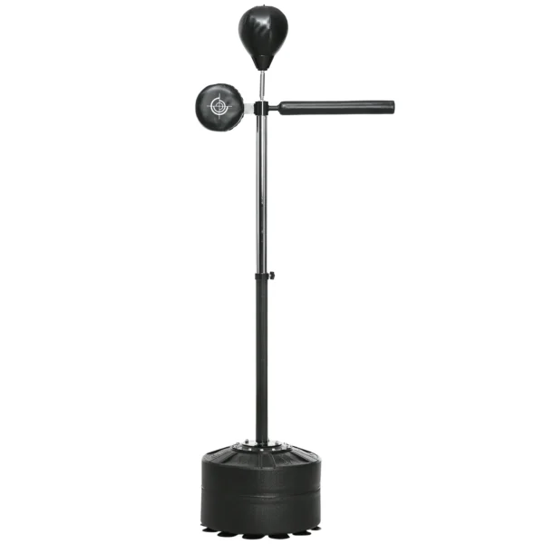 Sportnow bokszak, boksstandaard met punchingbal, reflexstang, 1,63 2,05 m in hoogte verstelbare standboksbal met pratze, standbokstrainer voor boksen, hdpe, kunstleer 1