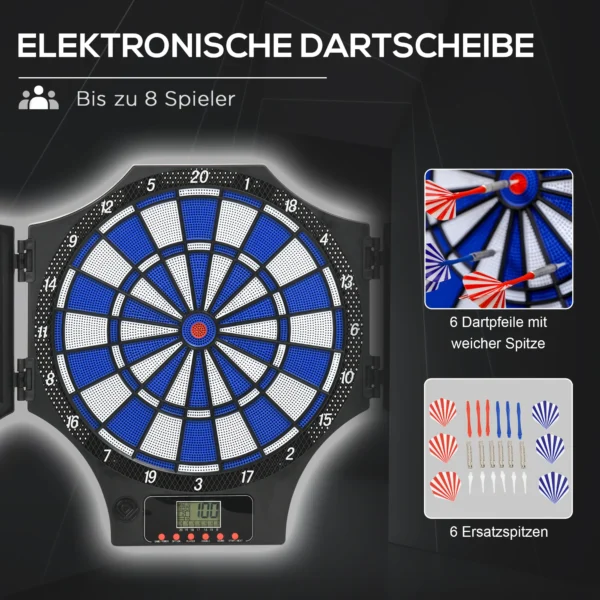Sportnow elektronisch dartbord met 12 dartpijlen en reservepunten, dartautomaat met lcd scherm voor 8 spelers 5