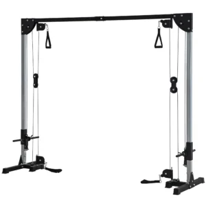 Sportnow kabeltrekkrachtstation voor thuis, stapelgewichten tot 50kg belasting per kant, kabeltrekstation met handvatten, vrijstaande kabeltoren kabeltrektoren voor oefeningen homegym 245 x 207 cm 1