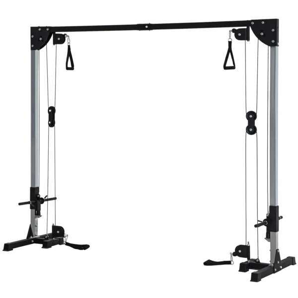 Sportnow kabeltrekkrachtstation voor thuis, stapelgewichten tot 50kg belasting per kant, kabeltrekstation met handvatten, vrijstaande kabeltoren kabeltrektoren voor oefeningen homegym 245 x 207 cm 1