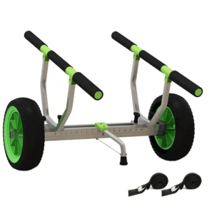 Sportnow kajakkar kano kar verstelbare bootkar surfkar met spanband transportkar voor kano groen zwart voor eenvoudig transporteren 1