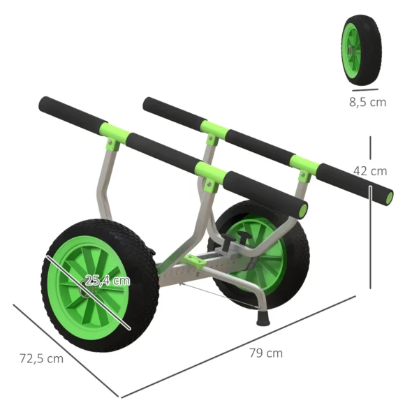 Sportnow kajakkar kano kar verstelbare bootkar surfkar met spanband transportkar voor kano groen zwart voor eenvoudig transporteren 4