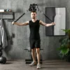 Sportnow krachtstation in hoogte verstelbaar 25 165 cm met dual pulley systemen adapters multifunctioneel trainingsapparaat max. 120 kg, voor thuis training 62 x 60 x 200 cm zwart 2