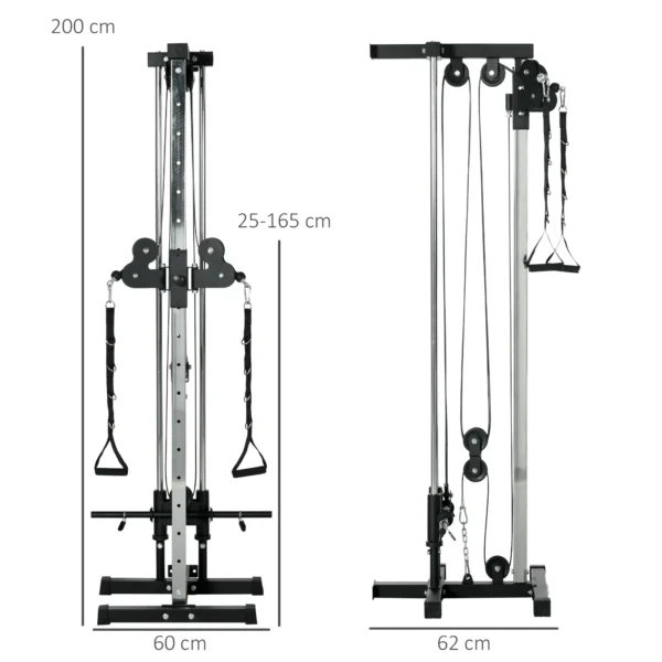 Sportnow krachtstation in hoogte verstelbaar 25 165 cm met dual pulley systemen adapters multifunctioneel trainingsapparaat max. 120 kg, voor thuis training 62 x 60 x 200 cm zwart 4