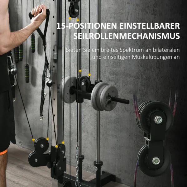 Sportnow krachtstation in hoogte verstelbaar 25 165 cm met dual pulley systemen adapters multifunctioneel trainingsapparaat max. 120 kg, voor thuis training 62 x 60 x 200 cm zwart 5
