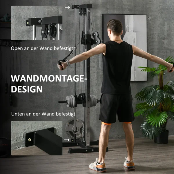 Sportnow krachtstation in hoogte verstelbaar 25 165 cm met dual pulley systemen adapters multifunctioneel trainingsapparaat max. 120 kg, voor thuis training 62 x 60 x 200 cm zwart 6