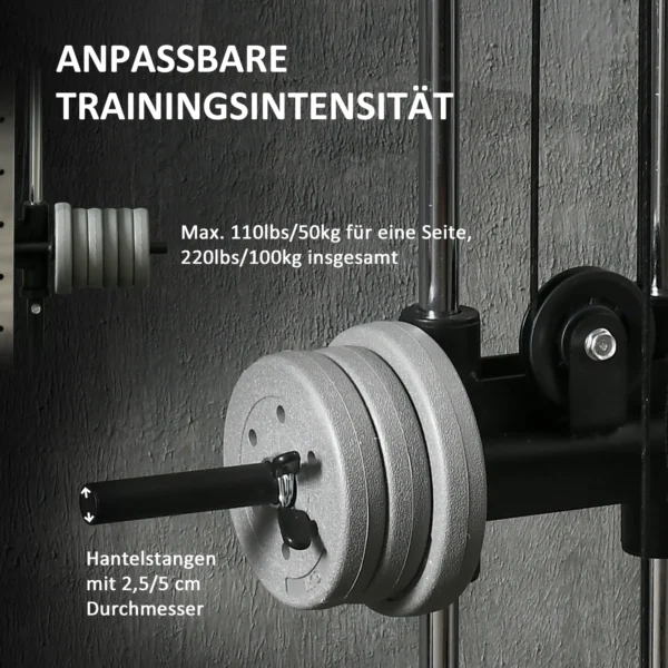 Sportnow krachtstation in hoogte verstelbaar 25 165 cm met dual pulley systemen adapters multifunctioneel trainingsapparaat max. 120 kg, voor thuis training 62 x 60 x 200 cm zwart 7