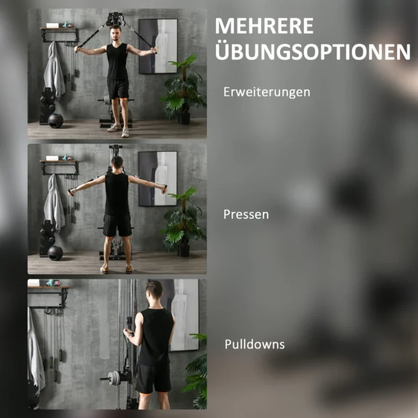 Sportnow krachtstation in hoogte verstelbaar 25 165 cm met dual pulley systemen adapters multifunctioneel trainingsapparaat max. 120 kg, voor thuis training 62 x 60 x 200 cm zwart 8