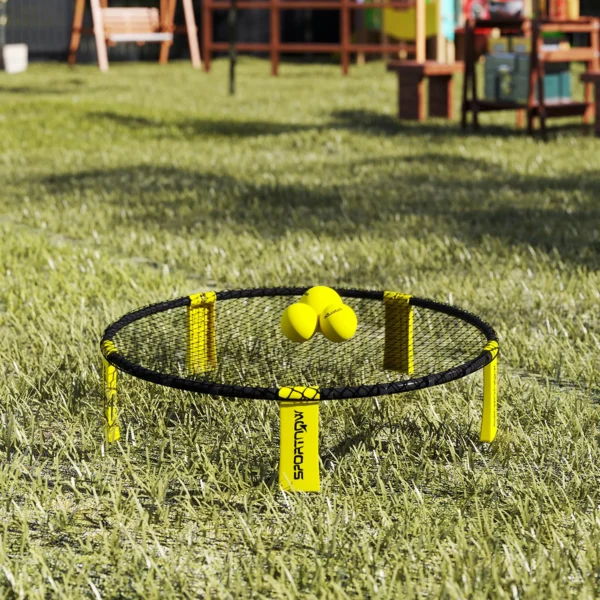Sportnow roundnet set spieleset met spelnet 3 ballen draagtas ballpomp spikeball set voor tuin strand park binnen 10