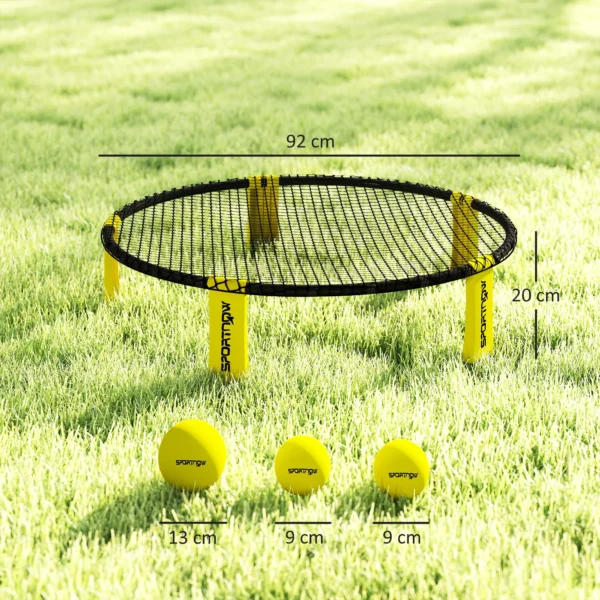 Sportnow roundnet set spieleset met spelnet 3 ballen draagtas ballpomp spikeball set voor tuin strand park binnen 4