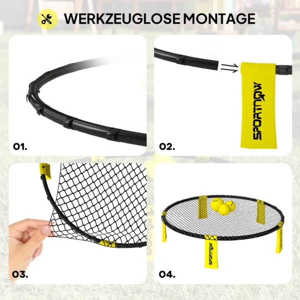 Sportnow roundnet set spieleset met spelnet 3 ballen draagtas ballpomp spikeball set voor tuin strand park binnen 7