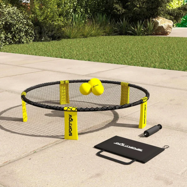 Sportnow roundnet set spieleset met spelnet 3 ballen draagtas ballpomp spikeball set voor tuin strand park binnen 9
