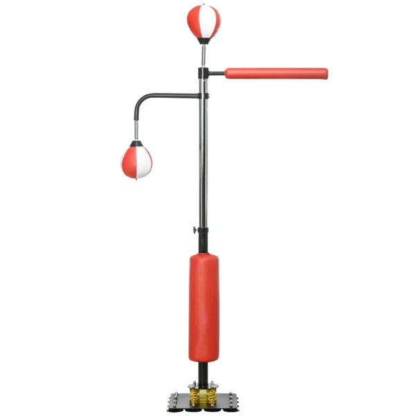 Sportnow staande bokszak 140 205cm in hoogte verstelbaar met 2 speedballen reflexstang zuignap basis voor volwassenen 1