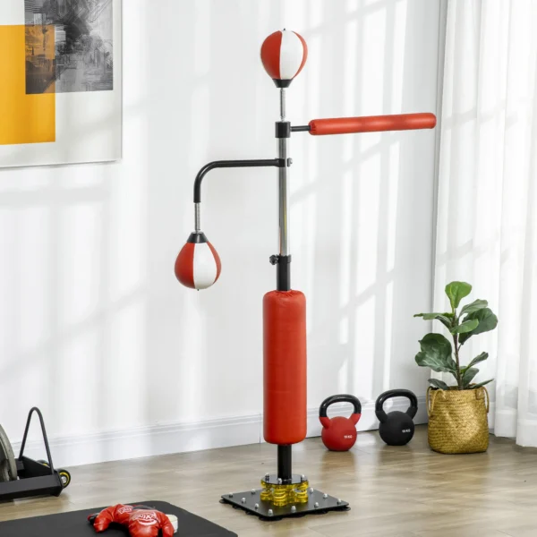 Sportnow staande bokszak 140 205cm in hoogte verstelbaar met 2 speedballen reflexstang zuignap basis voor volwassenen 2