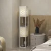 Staande lamp, staande lamp met 2 vakken, e27 fitting, roosterpatroon staande lamp met voetschakelaar en trekkoord, voor woonkamer, wit, excl. gloeilamp 10