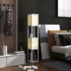 Staande lamp, staande lamp met 2 vakken, e27 fitting, roosterpatroon staande lamp met voetschakelaar en trekkoord, voor woonkamer, wit, excl. gloeilamp 2