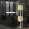 Staande lamp, staande lamp met 2 vakken, e27 fitting, roosterpatroon staande lamp met voetschakelaar en trekkoord, voor woonkamer, wit, excl. gloeilamp 6