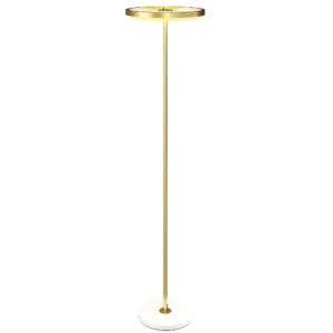 Staande led lamp voor woonkamer, dimbare staande lamp met 3 lichtkleuren, voetschakelaar, staande lamp met metalen standaard, acryl lampenkap voor slaapkamer, kantoor goud 1