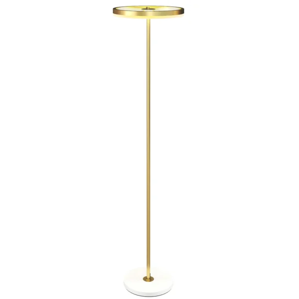 Staande led lamp voor woonkamer, dimbare staande lamp met 3 lichtkleuren, voetschakelaar, staande lamp met metalen standaard, acryl lampenkap voor slaapkamer, kantoor goud 1