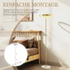Staande led lamp voor woonkamer, dimbare staande lamp met 3 lichtkleuren, voetschakelaar, staande lamp met metalen standaard, acryl lampenkap voor slaapkamer, kantoor goud 8