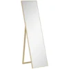Staande spiegel met houtnerf volledige lichaamsspiegel pas spiegel make up spiegel zilver lichtbruin 40 x 35 x 147 cm voor slaapkamer & gang 1