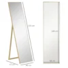 Staande spiegel met houtnerf volledige lichaamsspiegel pas spiegel make up spiegel zilver lichtbruin 40 x 35 x 147 cm voor slaapkamer & gang 4