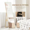 Staande spiegel met houtnerf volledige lichaamsspiegel pas spiegel make up spiegel zilver lichtbruin 40 x 35 x 147 cm voor slaapkamer & gang 6