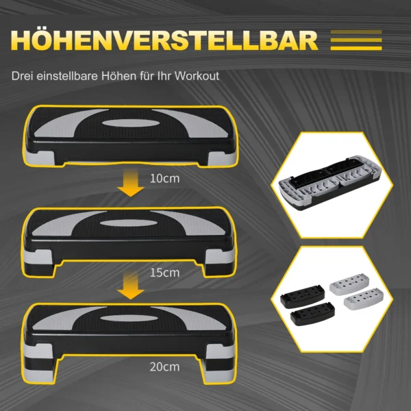 Stepbord aerobic stepper hoogte verstelbaar 10/15/20 cm fitness thuis trainer tot 150 kg 80x31 cm 5