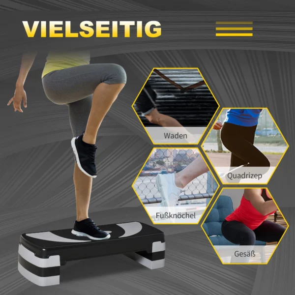 Stepbord aerobic stepper hoogte verstelbaar 10/15/20 cm fitness thuis trainer tot 150 kg 80x31 cm 6