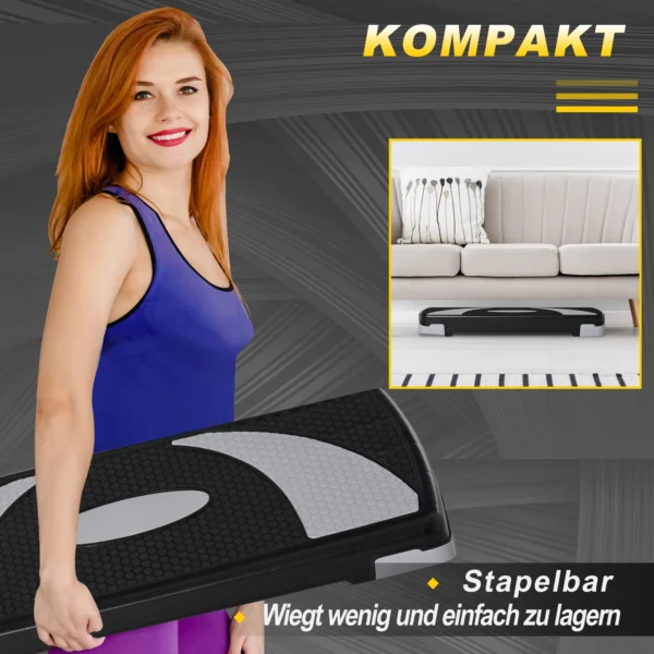 Stepbord aerobic stepper hoogte verstelbaar 10/15/20 cm fitness thuis trainer tot 150 kg 80x31 cm 8