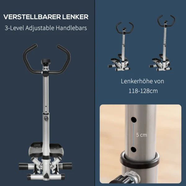 Stepper thuis trainer fitnessapparaat met handvat voor been en biltraining, lcd scherm, verstelbare snelheid 7
