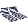 Strandmat set van 2, opvouwbaar, verstelbaar met draagtas en tijdschriftzak, staal en oxford stof in blauw en wit 1