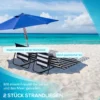 Strandmat set van 2, opvouwbaar, verstelbaar met draagtas en tijdschriftzak, staal en oxford stof in blauw en wit 5
