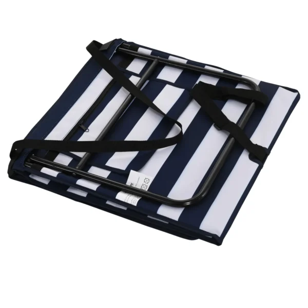 Strandmat set van 2, opvouwbaar, verstelbaar met draagtas en tijdschriftzak, staal en oxford stof in blauw en wit 8